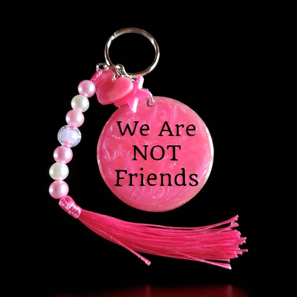 Pink Keychain with Tassel and Beads